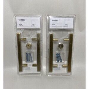Ikea Gribbol Brass Drawer Pulls Lot of 4 New  Sealed Pkg Mounting Screws 5.5 in